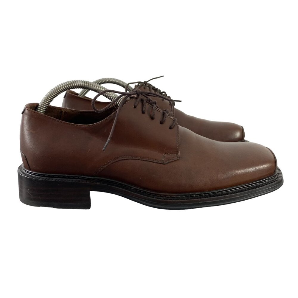 Bachrach Shoes Men's Size 9.5 D Brown Leather Lace Up Dress Square‎ Toe Italy
